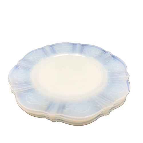 Dessert Plates Set 4 Opalescent Glass Hazel Atlas Royal Lace Vintage Depression