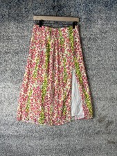 Maeve Anthropologie Skirt Womens Small Pink Green Floral A-Line Midi Lined