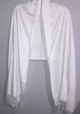 White Soft Silky Pashmina Shawl Wrap Scarf Stole 72 X 28 In Wedding Bridal