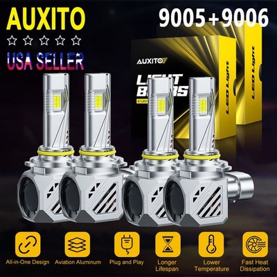 AUXITO 9005 9006 Combo LED Headlight Kit High Low Beam 6500K 400W Bulb HB3 & HB4
