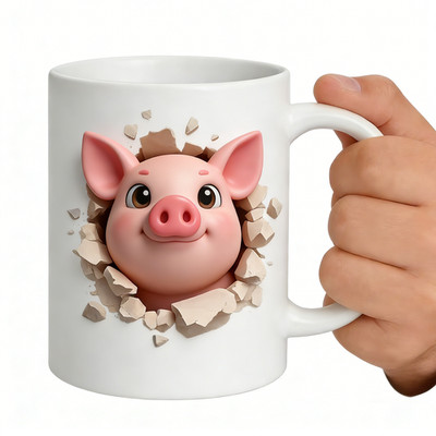 Cute Pig Coffee Mug, Adorable Pig Mug, Funny Coffee Mug for Pig Lovers