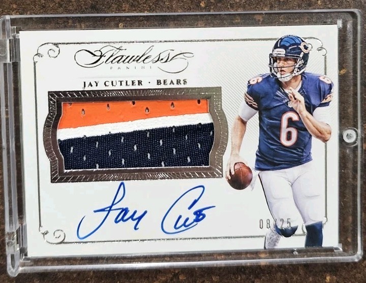 Panini Flawless On Card Autograph Game Used Jersey🔥 Jay Cutler Auto /25 2015 view 3