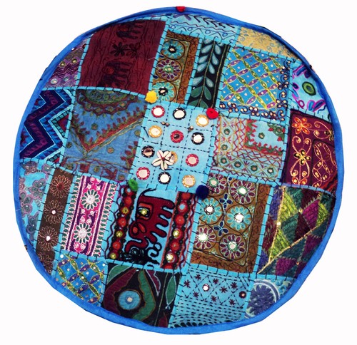 24" ETHNIC IND KUTCH BANJARA FURNITURE OTTOMAN BENCH FOOTSTOOL POUF PILLOW COVER - Picture 5 of 12