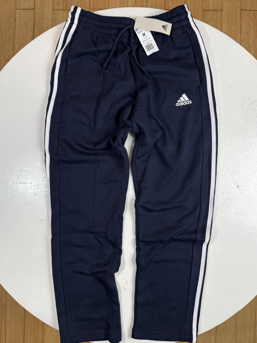 adidas Essentials Men Size Medium 3-Stripes Fleece Pants Legend