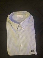 Calvin Klein Steel Men's Slim Fit Stretch Shirt 16 32/33 Plaid