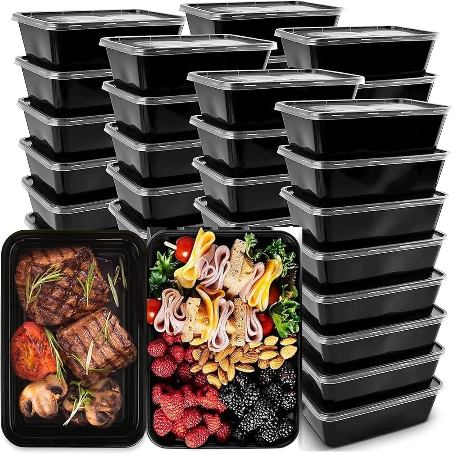 26 oz Microwavable Meal Prep Containers 50 Pack