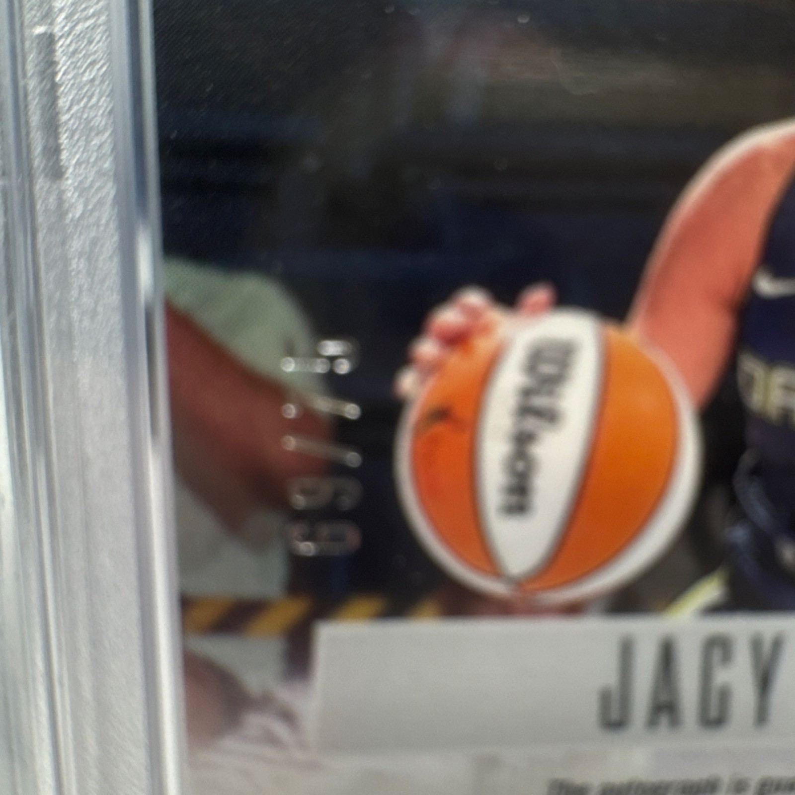 2024 Panini Prizm WNBA Jacy Sheldon Blue Rookie Auto /75 #SG-JS PSA 8 view 8