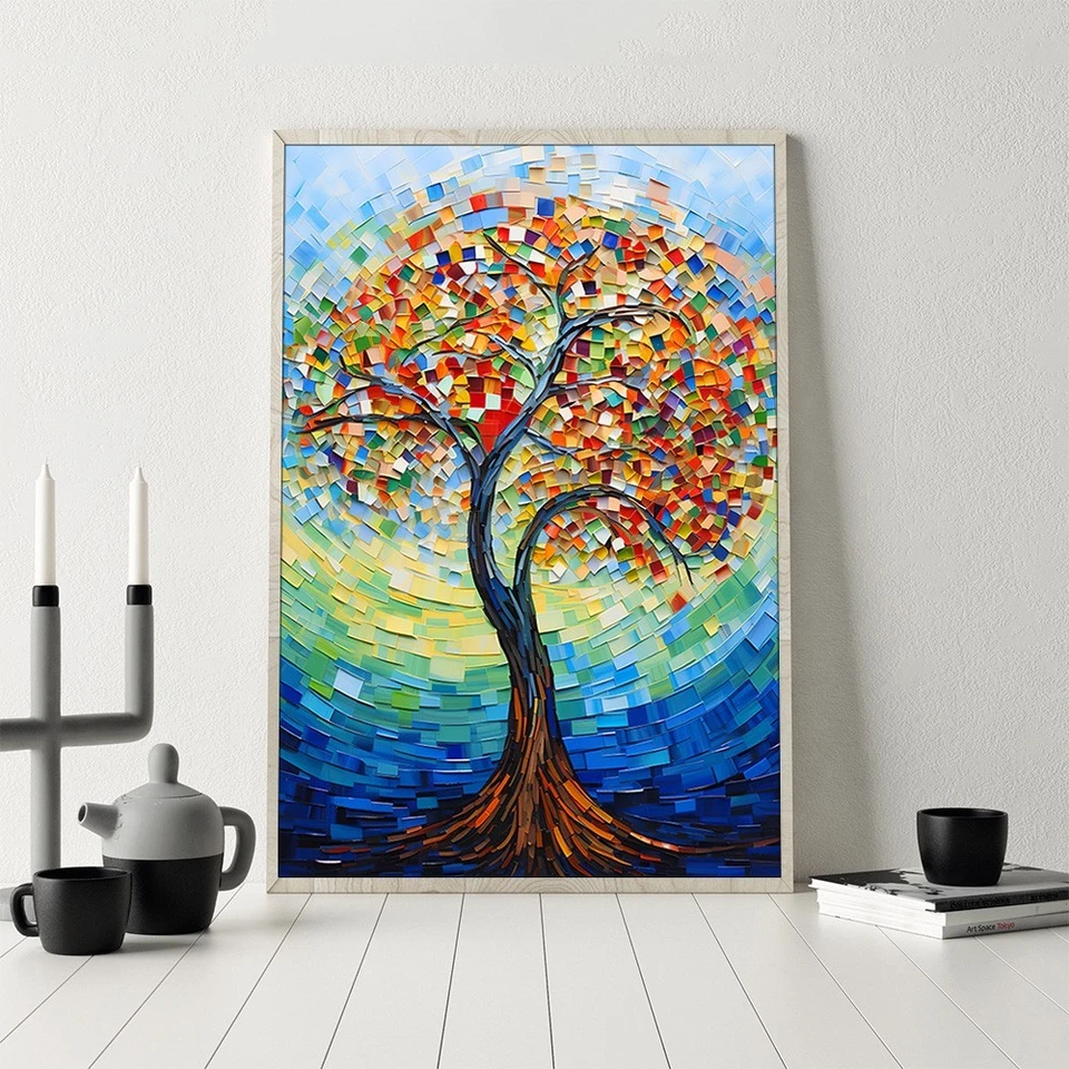 Creative Colorful Tree of Life Canvas Painting Wall Art Home Decor Poster Print - Image 2 of 4