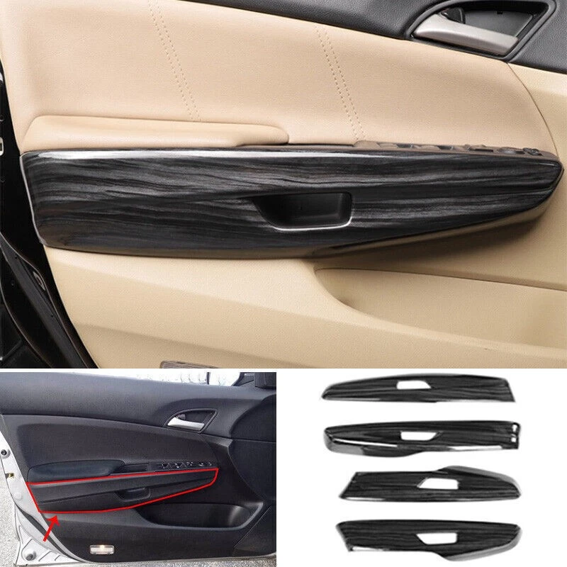 Panel interior de manija de puerta de grano de madera negro para Honda Accord Crosstour 2008-2012 Foto 3 de 4