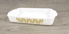 Vtg Fire King Gold Atomic Star Starburst Atomic Burst  Milk Glass Casserole Dish