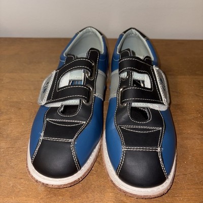 Linds Monarch Leather Bowling Shoes Adult 9 Men Blue Silver Hook Loop Closure