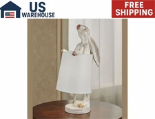 Whimsical Beatrix Bunny Rabbit Accent Table Lamp Resin Base Linen Shade 60W