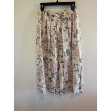 Norton McNaughton Floral Midi Skirt Womens 12 Pink Green Pleated Made in USA