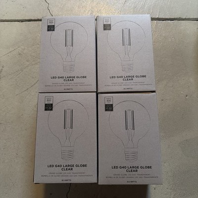 4 West Elm LED G40 Large Grand Globe Clear Light Bulb 8.5W 2700K Transparent