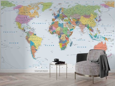 3D World Map Wall Murals Wallpaper Murals Wall Sticker 6