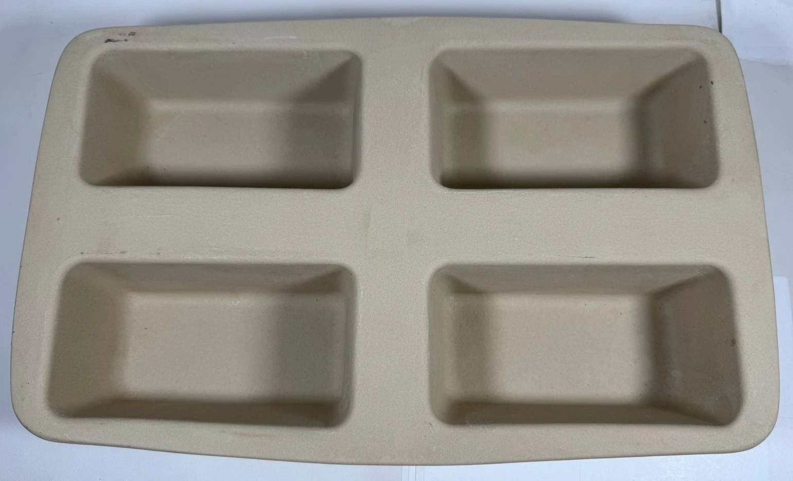 Pampered Chef Mini 4 Loaf Stoneware Bread Pan 16x10 Family Heritage
