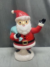 Santa Blow Mold 12” Inch Tabletop Light Up Christmas Decor Glitter Base