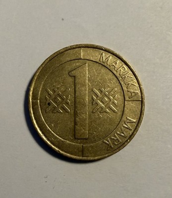 1996 Finland Finnish 1 Markka Coin Pre-Euro
