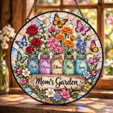 Personalized Mother's Day Suncatcher, Custom Birth Flower, Mom  s Bunch Gift