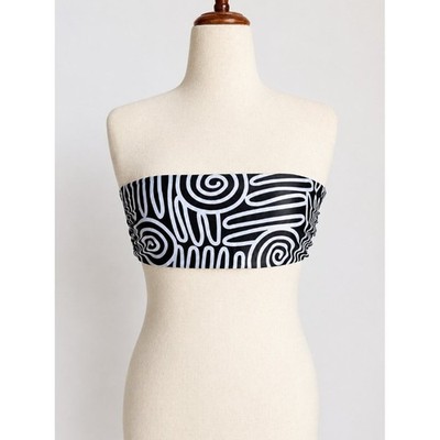 Mara Hoffman Abigal Geometric Print Bandeau Bikini Swim Top SZ Large Designer