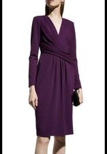  480 Badgley Mischka Women Purple Pleated Crossover Dress Sz 14 Mother of Bride