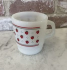Vintage Milk Glass Stacking Mug Termocrisa Termo-Rey Strawberry Cup