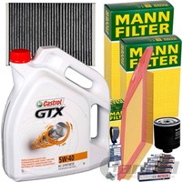 Mann Filterset+Castrol 5W40 FüR 1.4+1.6+16V Vw Golf 4 Bora 1J Polo 6N2 Lupo