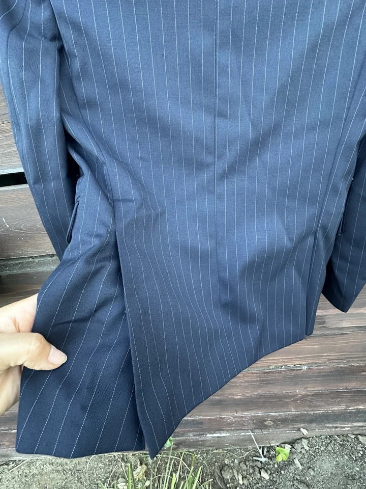 Chaqueta Blazer Joseph Abboud Niño Lana Azul Pin Rayas Talla 12 Foto 4 de 4