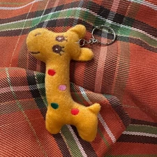 Cute Giraffe Plush Keyring Bag Charm Key Fob Keychain Animal Tan Orange Brown