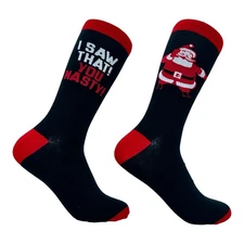 Men's I Saw That You Nasty Socks Funny Xmas Party Santa Claus Sees You Joke