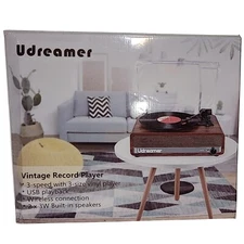 Udreamer Rec. Player 3Speed USB Wireless Built N Speakers Fac.Sealed Not Tested