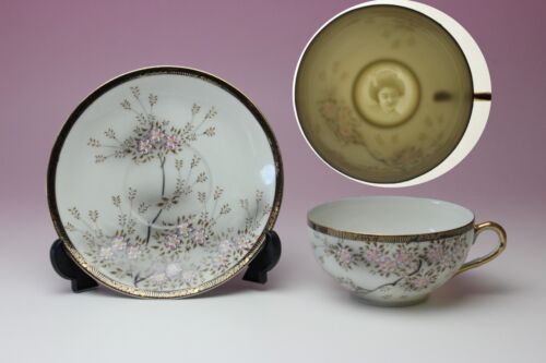 Sakura Cherry Blossom Lithophane Geisha Porcelain Cup and Saucer NEW Japan - Picture 5 of 57
