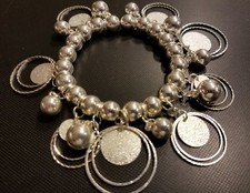 Beautiful Womens Silver Tone 10mm Beads Ball String Chain Fashion Bracelet