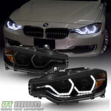 Black Smoke 2012-2015 BMW F30 328i 335i Sedan LED 3D DRL 2 Projector Headlights