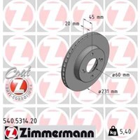 Zimmermann 2X Bremsscheibe Vorne Ø231 Mm InnenbelüFtet FüR Suzuki Ignis MF 1.2