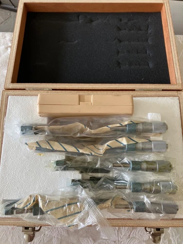MITUTOYO 0-6" MICROMETER SET W/STANDARDS, CASE CARBIDE .0001 MACHINIST TOOLS