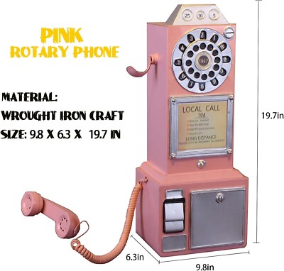 Crosley Pink 1950s Vintage Retro Rotary Style Wall Mount