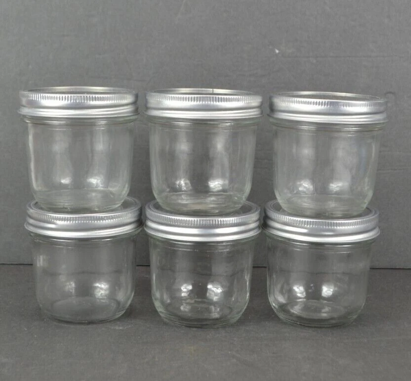 Verones 8oz Wide Mount Mason Jars Canning Set of 6 Jelly Jam Candle