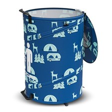Collapsible Trash Can Pop Up 30 Gal for Garbage with Zippered Lid for Camping