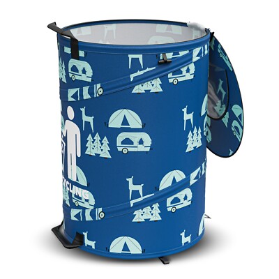 Collapsible Trash Can Pop Up 30 Gal for Garbage with Zippered Lid for Camping