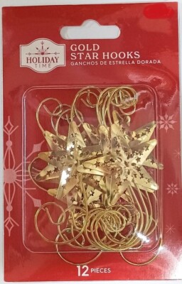 2x HOLIDAY Time 'Gold Star Hooks'  Weihnachtsbaumhänger a 12 Teile Import USA