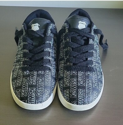 K-Swiss Black White Logo Lace Up Sneakers Athletic Shoes Unisex Kids Size 