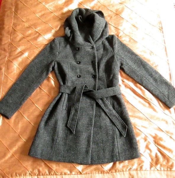 Only Coat Women Wolle Mantel Lisa GÜRtel Dark Grey Dunkelgrau Meliert L, 40 Neu-image