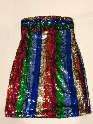 green sequin dress charlotte russe Strapless Cocktail Party Multi-Color #7175 Size M holiday costumes