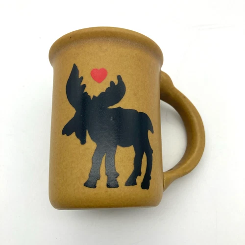 Bennington Potters VT Moose Heart 1967 DG Mug Yellow Art Pottery David Gil 4" T
