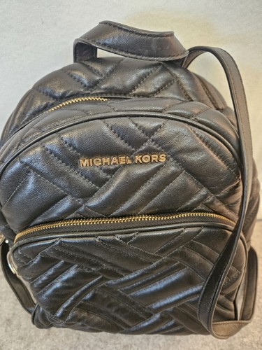 Michael Kors Abbey Medium Quilted Rhea Black Soft Nappa Leather Backpack - Picture 5 of 11