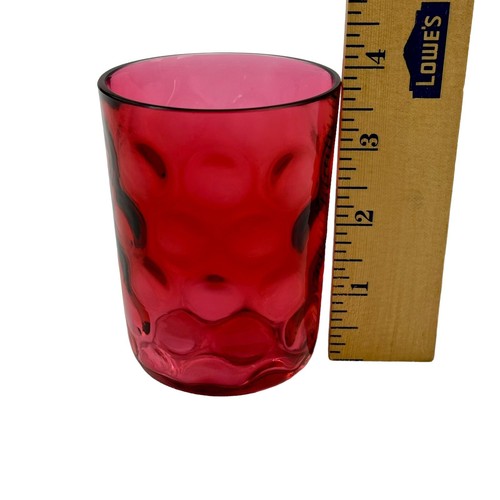 Pair Vintage Fenton Cranberry Coin Dot Tumblers (2) Cocktail / Water Glasses - Picture 8 of 14
