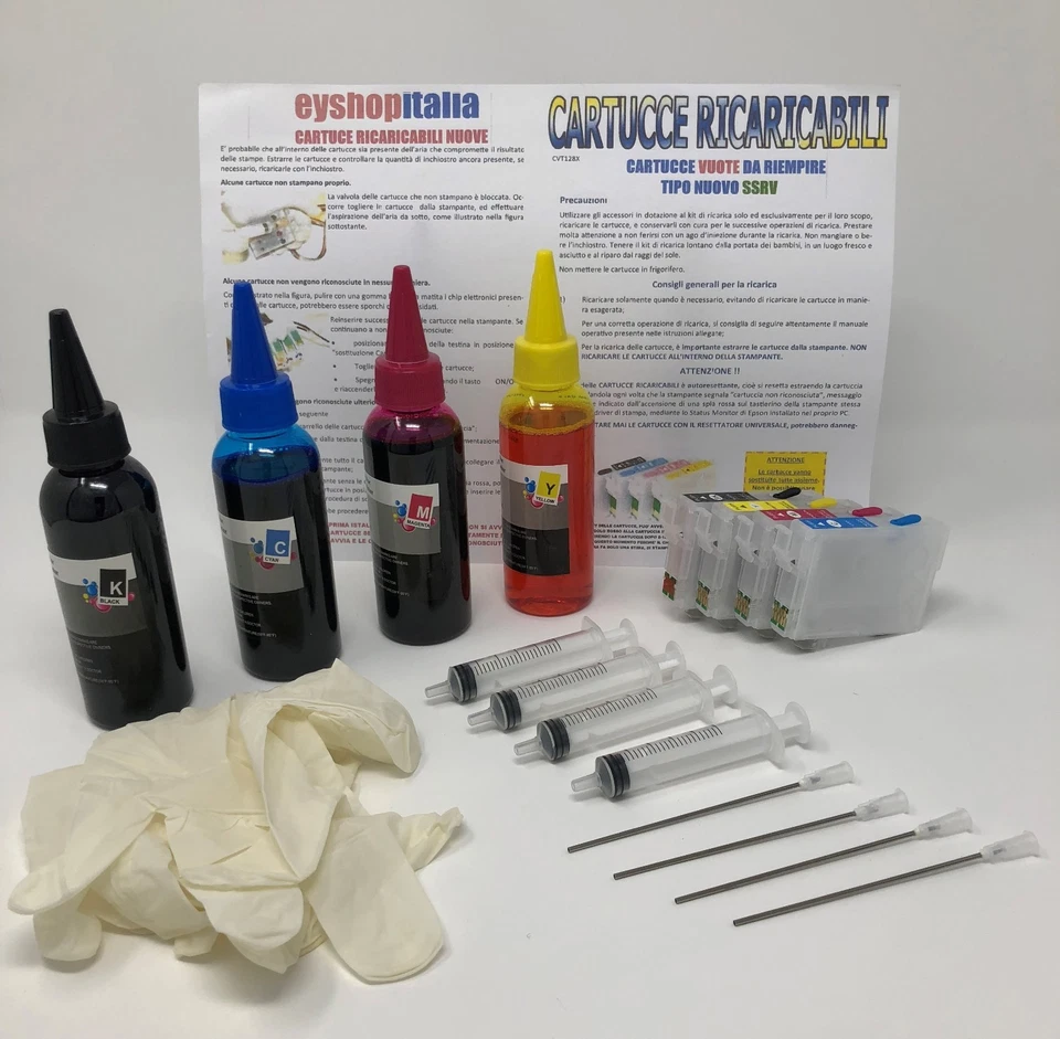 INKJET ORIGINALE ORIGINALI KIT CARTUCCE RICARICABILI ORIGINALI INK PER EPSON TO711 STAMPANTE STYLUS Bx 300F