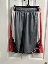 Nike Dri Fit Boys Shorts Large Gray Red White Camo Athletic Drawstring Gym Run