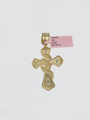 14k Gold Jesus Crucifix Cross Pendant Charm 14kt Yellow 2'' Inch For Chain Real - Picture 6 of 7